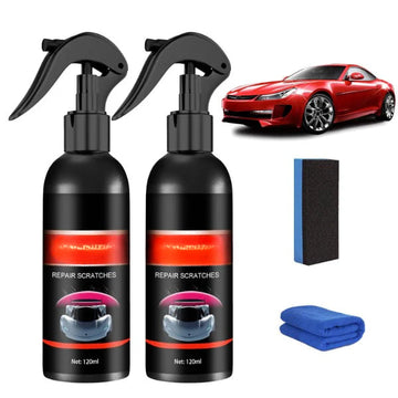ForKumi multi surface scratch repair kit with spray bottles, cleaning cloth, and sponge for car supplies