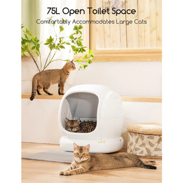 Avis silent self-cleaning litter box with 75L open toilet space fitting large cats indoors