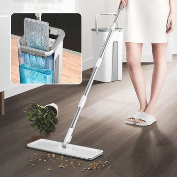 ForKumi large flat mop set with bucket and cleaning solution for efficient home floor cleaning