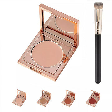 Avis under eye corrector for dark circles in rose gold compact with makeup brush and four shade options