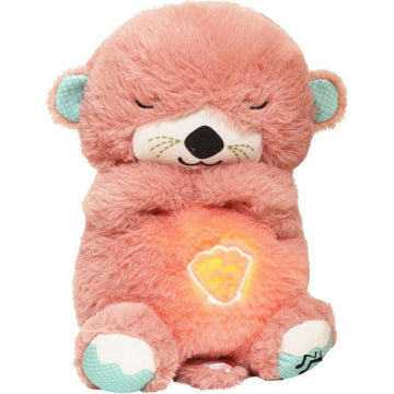 Avis musical otter soother for babies plush toy with glowing shell on soft pink fur