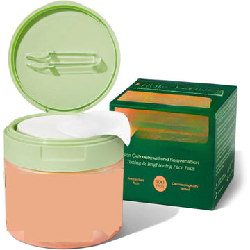 ForKumi snail essence facial pads in green jar with open lid and dark green box for skin toning and brightening