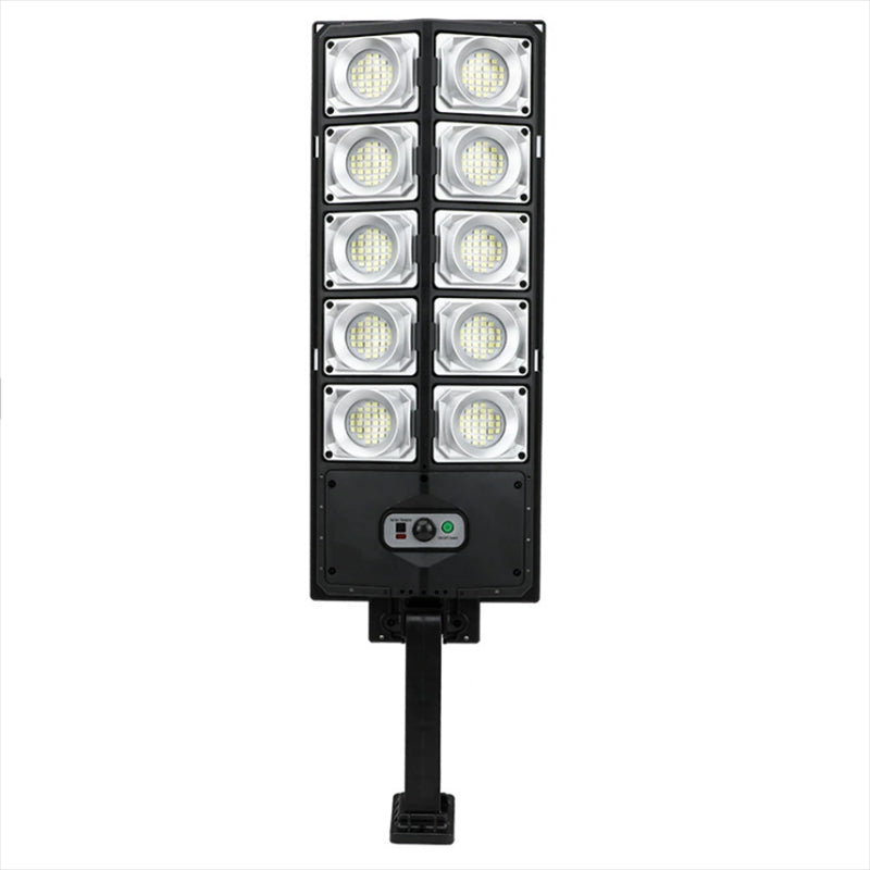 ForKumi 150W solar motion light outdoor with multiple LED panels and adjustable mounting arm