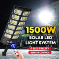 ForKumi 150W solar motion light outdoor with remote control and solar LED light system in black