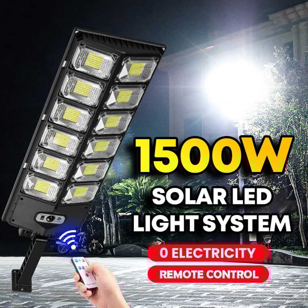 ForKumi 150W solar motion light outdoor with remote control and solar LED light system in black