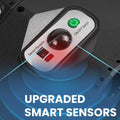 Close-up of upgraded smart sensor and on off switch on ForKumi 150W solar motion light outdoor