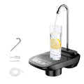 ForKumi 2-mode electric water pump in black dispensing water into a glass with lemon slice