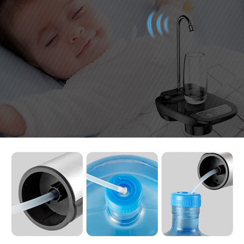 ForKumi 2-mode electric water pump dispensing water into a glass showing tube connection and bottle setup