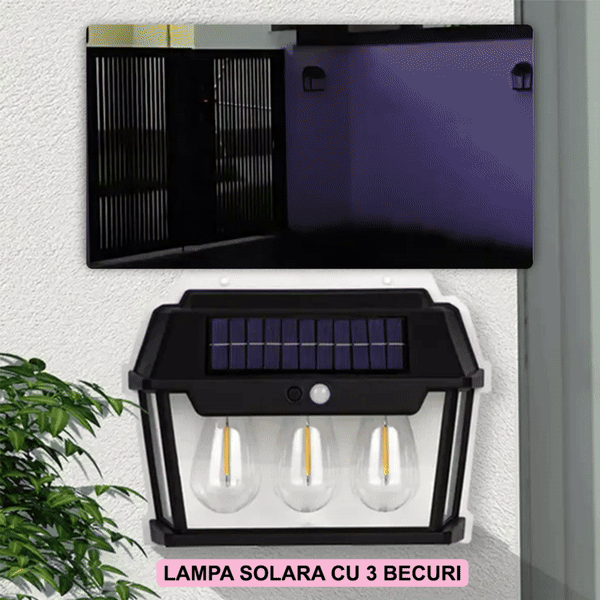 ForKumi 3 LED solar wall light mounted on exterior wall illuminating dark outdoor space