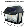 ForKumi 3 LED solar wall light with clear glass panels and solar panel on top for outdoor use