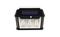 ForKumi 3 LED solar wall light with black frame and solar panel for outdoor home lighting