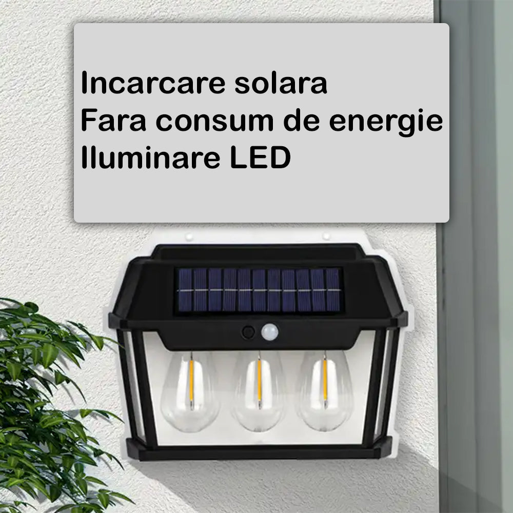 ForKumi 3 LED solar wall light mounted on exterior wall illuminating dark outdoor space