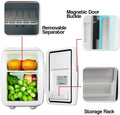 ForKumi 4L mini car fridge with magnetic door buckle removable separator and storage rack for home supplies