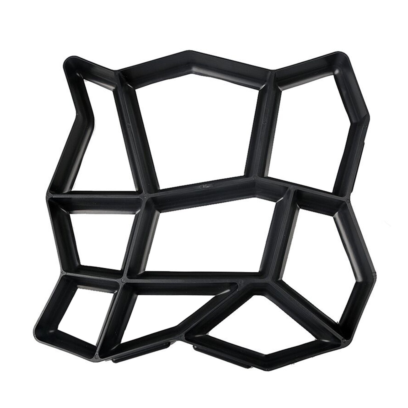Black ForKumi DIY walkway paver mold with irregular geometric shapes for concrete path creation