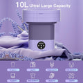 ForKumi 9L compact laundry machine in purple with laundry capacity icons on lavender fabric background