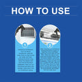 ForKumi HVAC cleaning spray instructions showing how to clean vertical and wall-mounted air conditioners