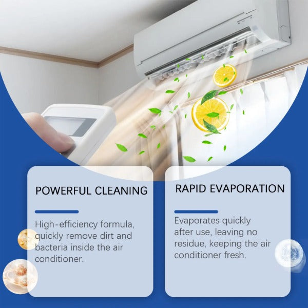 ForKumi HVAC cleaning spray demonstrating powerful cleaning and rapid evaporation for air conditioners