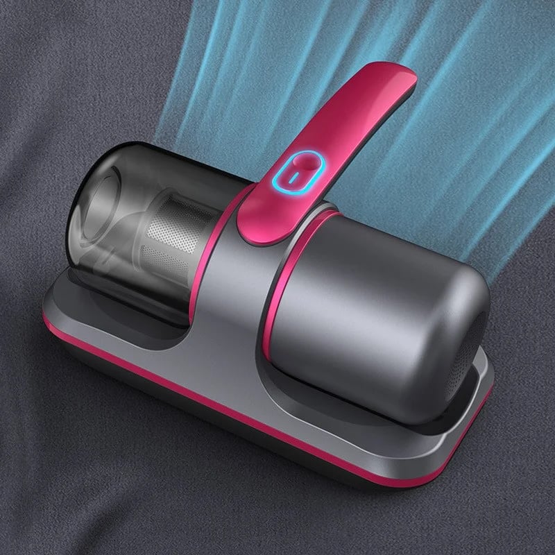 ForKumi allergen vacuum cleaner for dust mites with sleek black and pink design on fabric surface