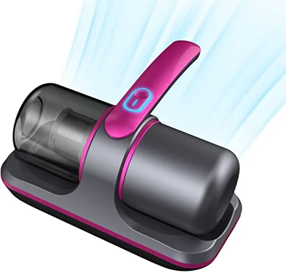 ForKumi allergen vacuum cleaner for dust mites with sleek black and pink design for home use