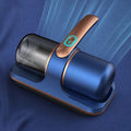 ForKumi allergen vacuum cleaner for dust mites in blue and copper on fabric surface