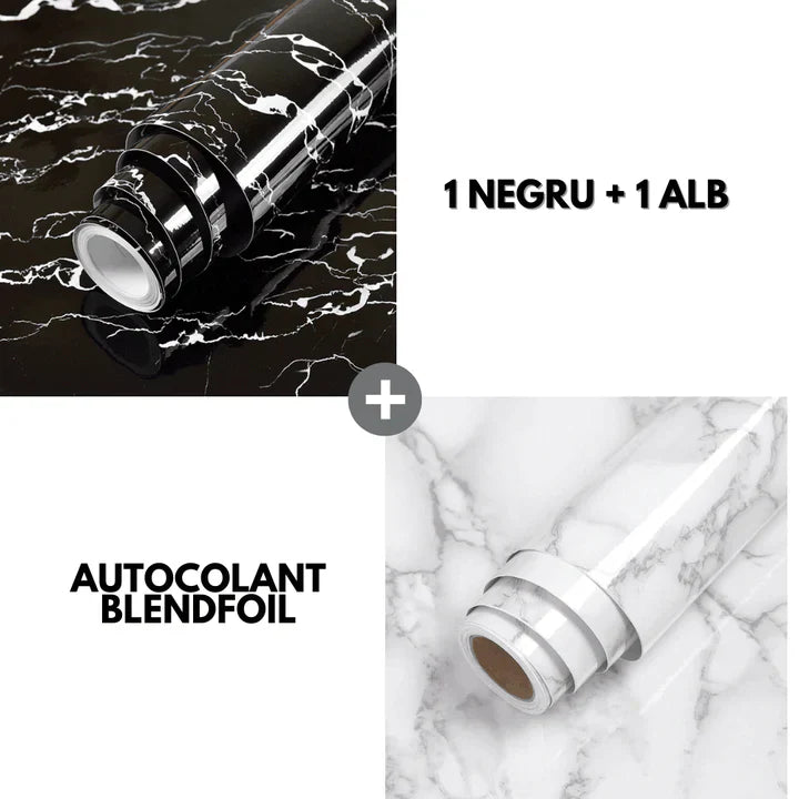 ForKumi black and white marble aluminum foil kitchen sticker rolls for home series use