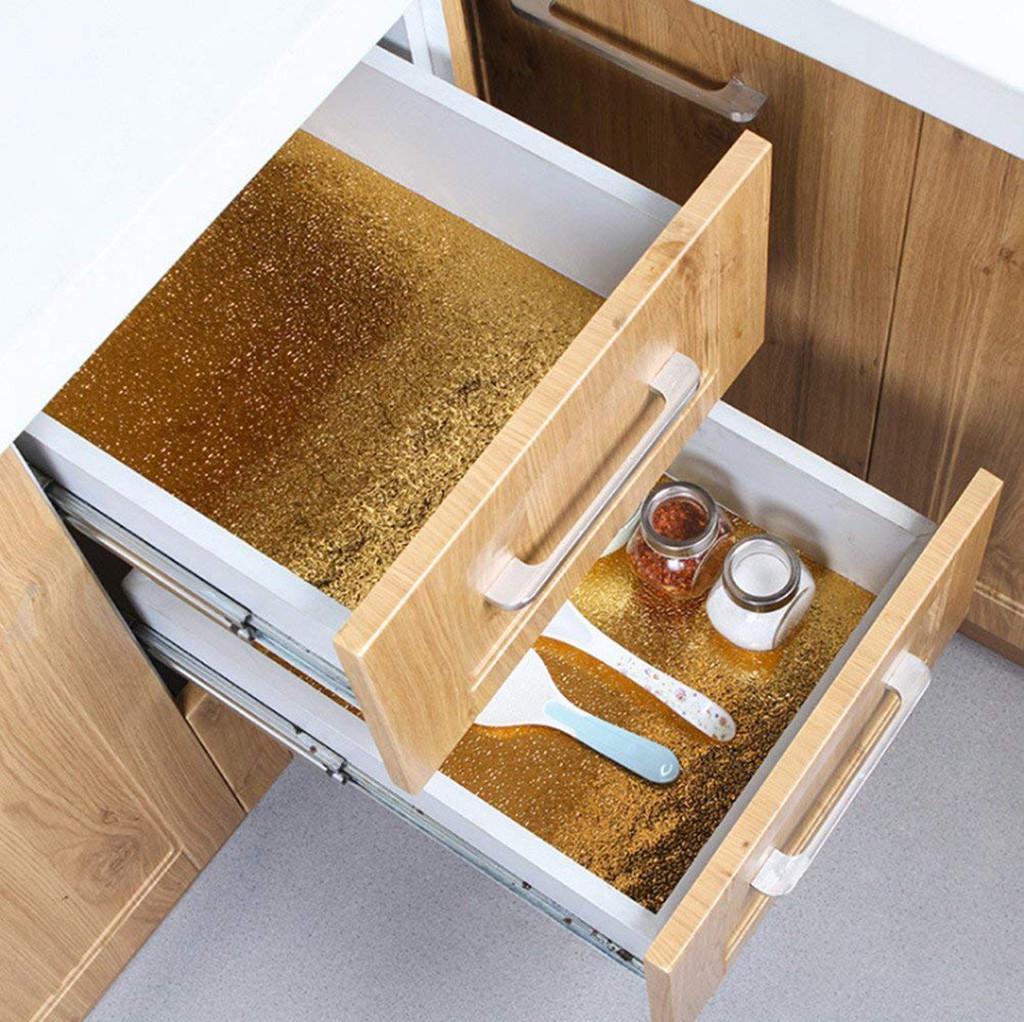 ForKumi aluminum foil kitchen sticker lining wooden kitchen drawers for easy cleaning and protection