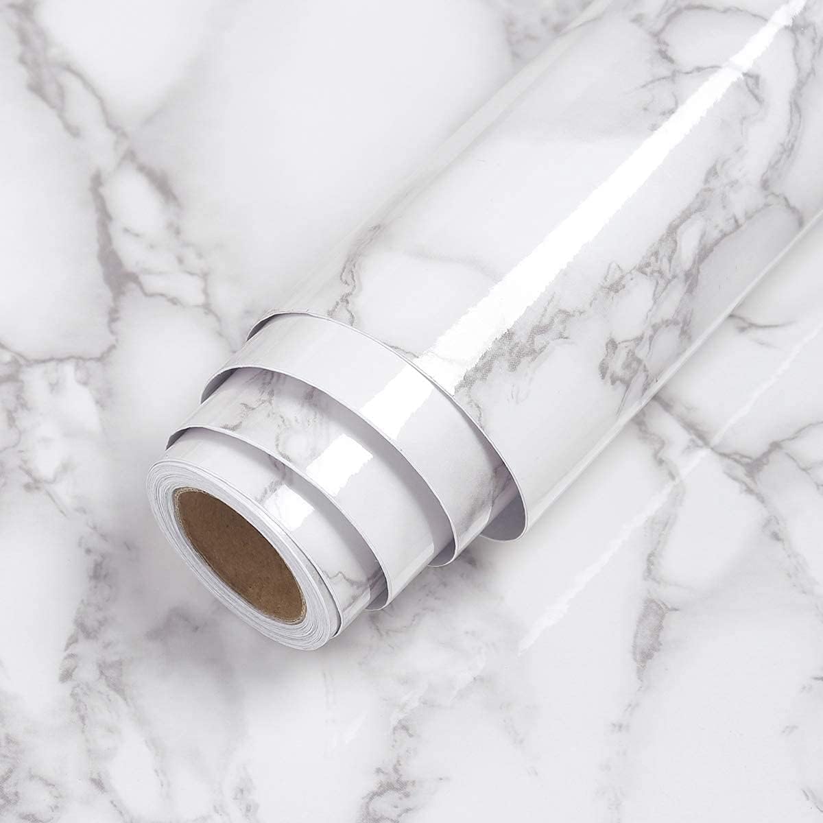 ForKumi aluminum foil kitchen sticker roll with white marble pattern for home series