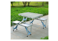 ForKumi folding patio table set with attached benches in outdoor garden setting