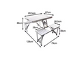 ForKumi folding patio table set with integrated benches and detailed dimensions in centimeters