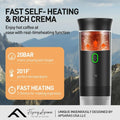 ForKumi travel espresso maker with fast self-heating and rich crema for hot coffee on the go