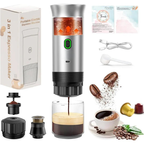 ForKumi travel espresso maker portable electric 3 in 1 with accessories and coffee cup set