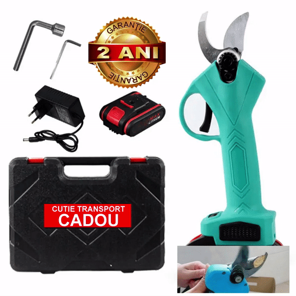 ForKumi 24V cordless hedge trimmer kit with battery charger, transport case, and spare parts