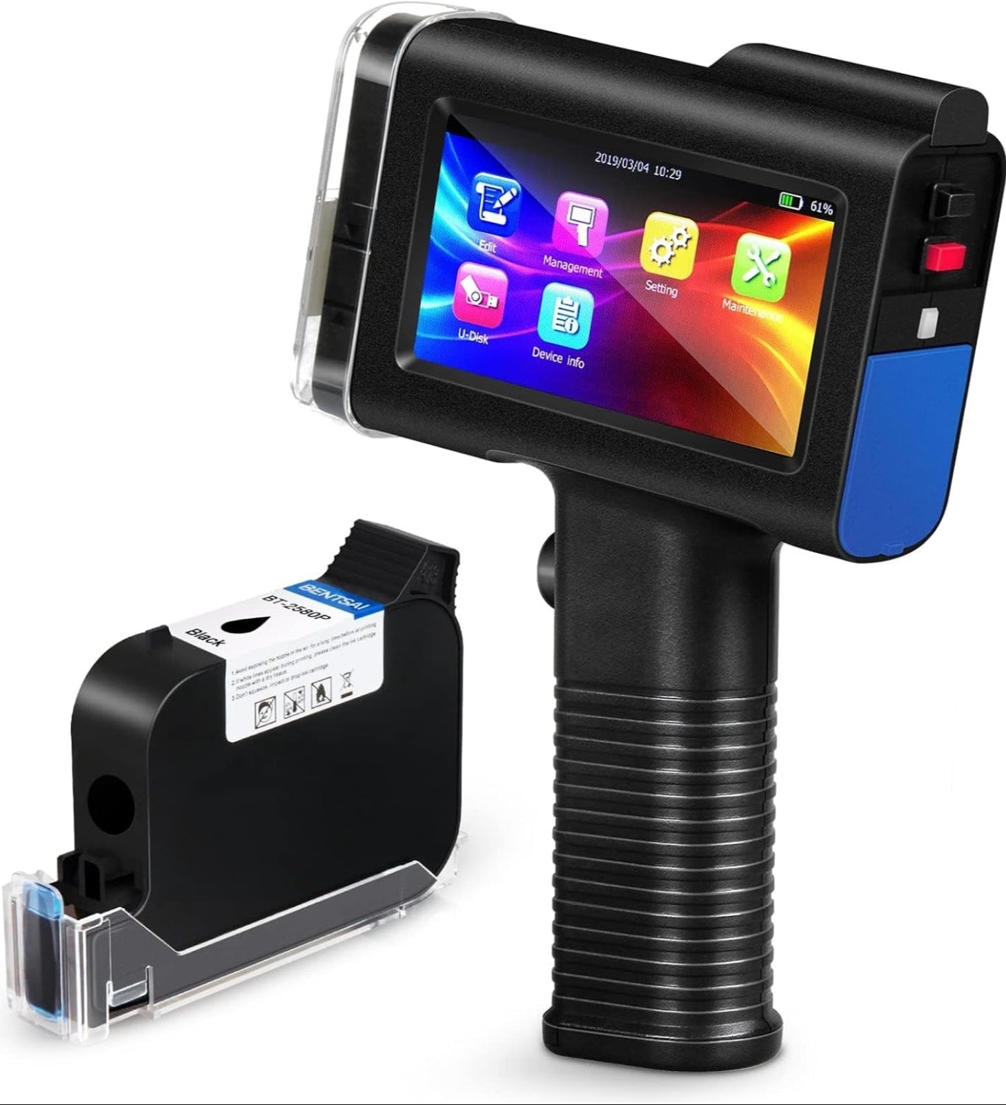 4.3 inch touch screen printer with handheld design and color display for printing and engraving
