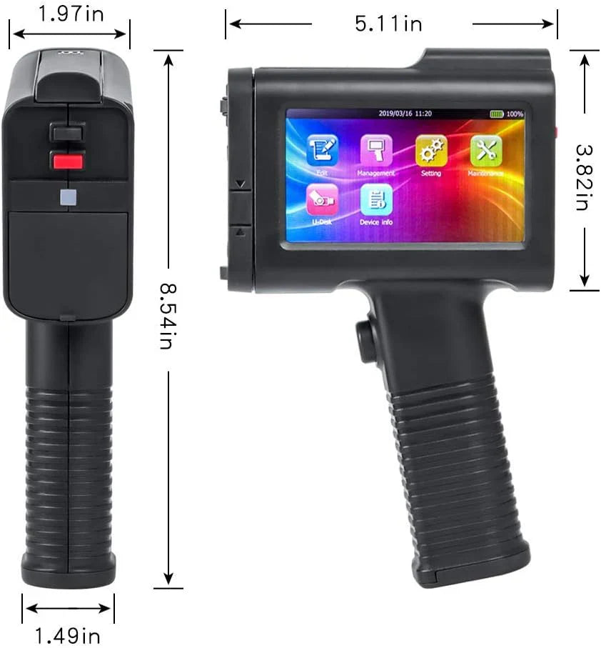 4.3 inch touch screen printer handheld device for printing and engraving with ergonomic handle