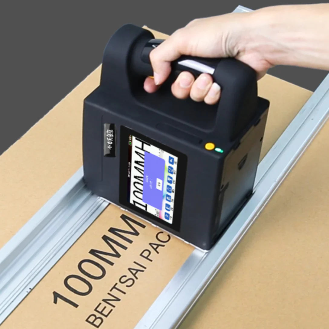 My Store 4.3 inch touch screen printer handheld printing on cardboard packaging
