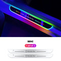 ForKumi magnetic RGB car LED strip installed on Mercedes Benz door sill with colorful lighting effects