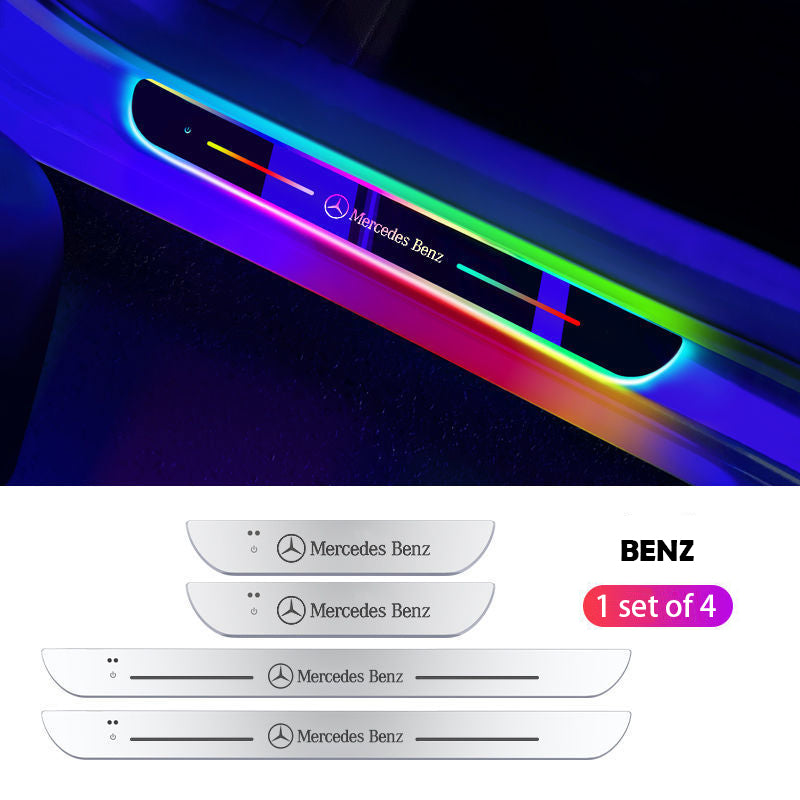 ForKumi magnetic RGB car LED strip set with Mercedes Benz logo for interior door decoration
