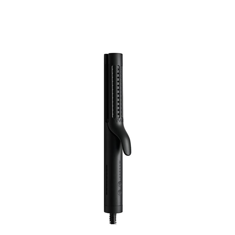 Avis black 2-in-1 curling iron and straightener with sleek design for versatile hair styling