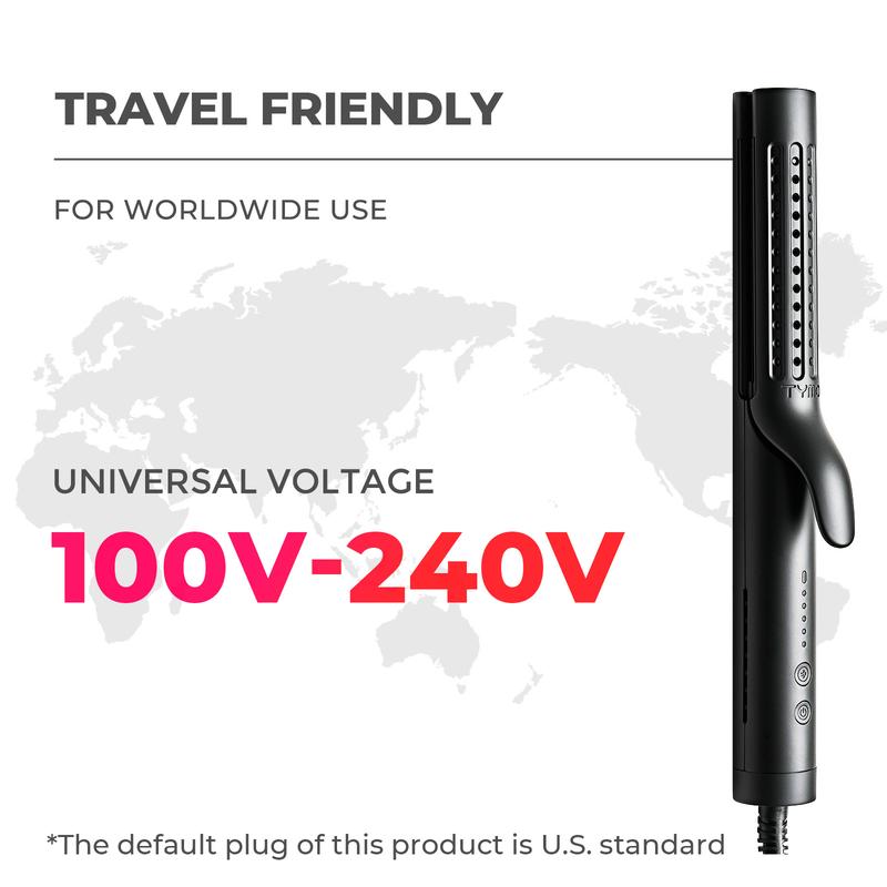 Avis 2-in-1 curling iron and straightener travel friendly with universal voltage for worldwide use