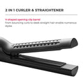 Avis 2-in-1 curling iron and straightener with V-shaped opening clip barrel for versatile styling