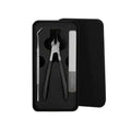 ForKumi anti-splash nail kit with nail clippers, cuticle pusher, and nail file in black case