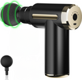 ForKumi mini percussion massage gun in black and gold with two massage heads for targeted muscle relief