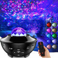 ForKumi star projector night light with remote control projecting colorful galaxy patterns in a dark room