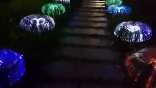 ForKumi solar palm lights outdoor illuminating garden pathway with colorful glowing orbs