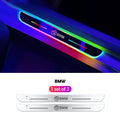 ForKumi magnetic RGB car LED strip installed on BMW door sill with colorful glowing lights