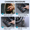 Avis 2025 car emergency kit portable tire inflator showing inflation steps with digital display