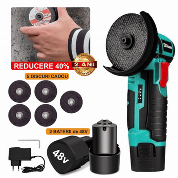ForKumi 48V cordless angle grinder kit with five discs two 48V batteries and charger