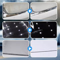 ForKumi cordless car buffer polisher showing before and after results on car surfaces and chrome trim