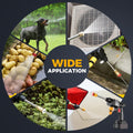 ForKumi cordless pressure washer spraying water on car, plants, air conditioner, dog, and vegetables for wide application