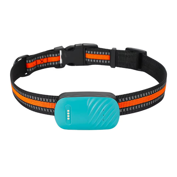 ForKumi ultra-light pet GPS tracker with adjustable black and orange collar for pets